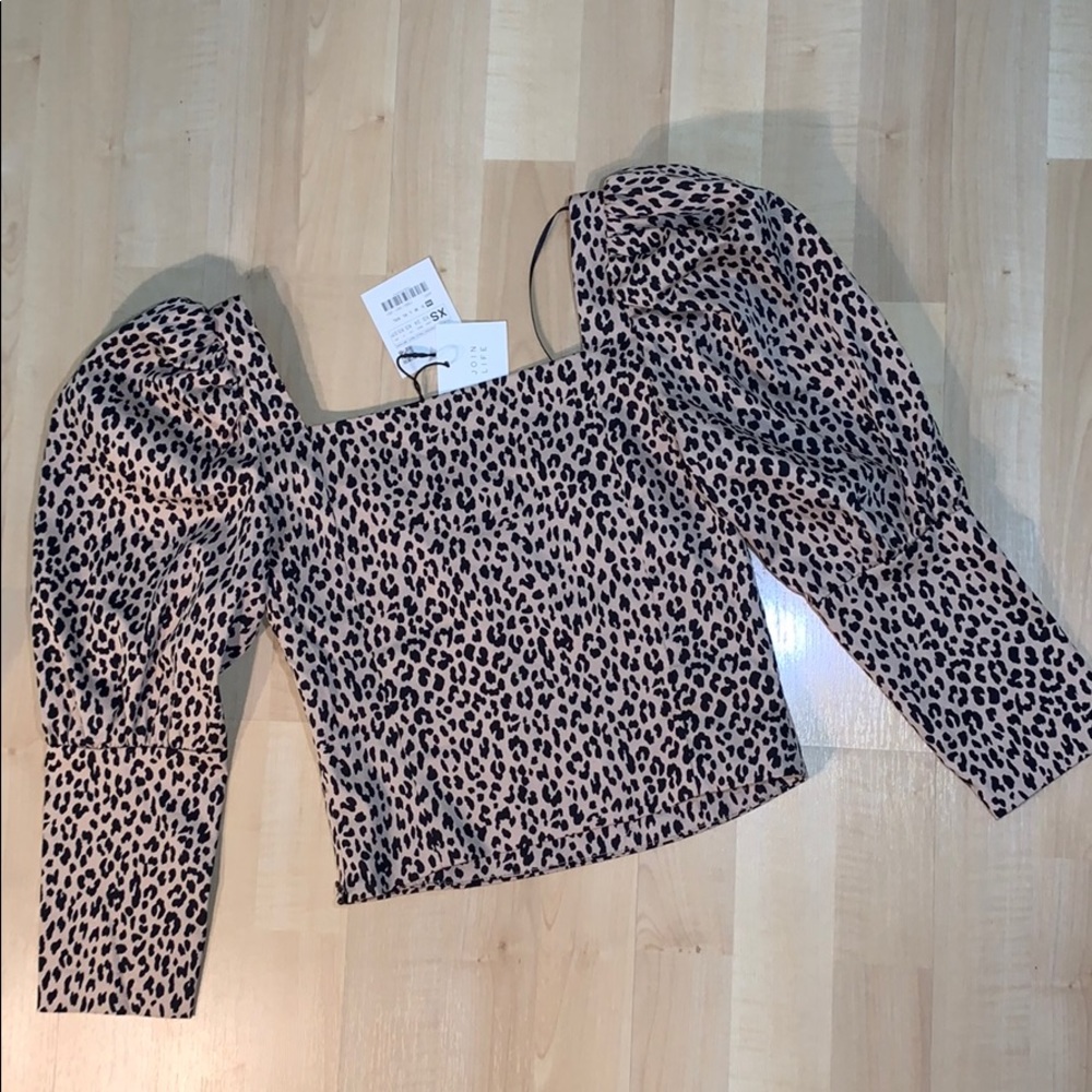 ZARA PUFF SHOULDER POPLIN Animal Print Crop - Picture 9 of 11